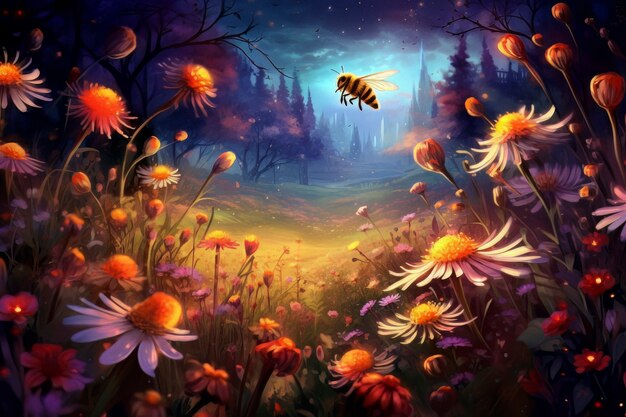 Fantasy style bee in nature