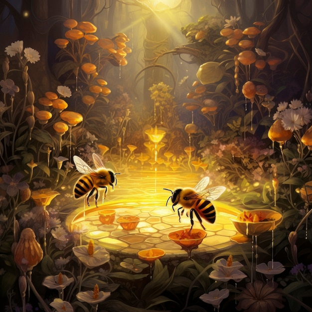 Free photo fantasy style bee in nature