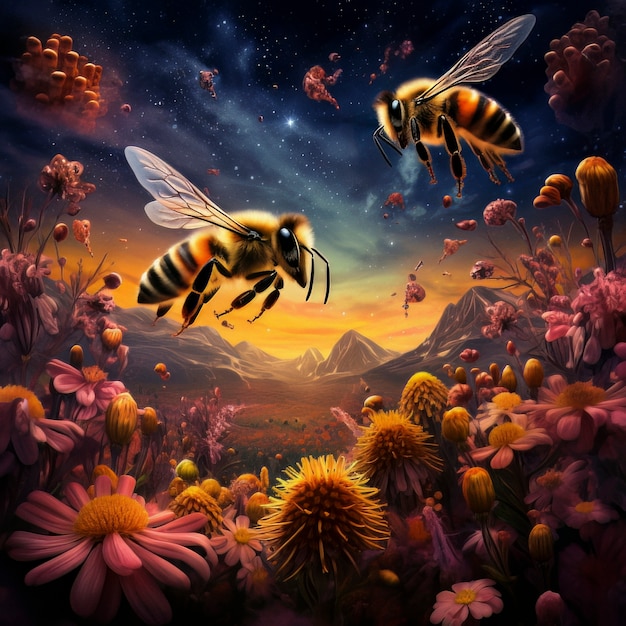 Free photo fantasy style bee in nature