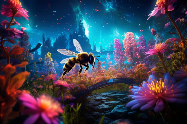 Fantasy style bee in nature