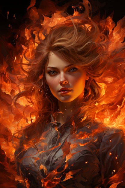 Fantasy style character on  fire