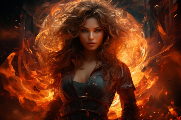 Fantasy style character on  fire