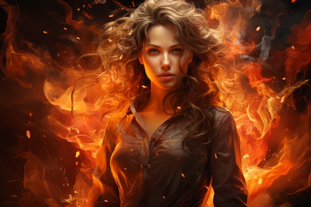 Free Photo fantasy style character on  fire