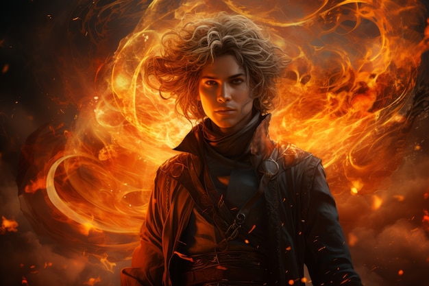 Fantasy style character on  fire