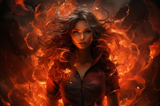 Free photo fantasy style character on  fire