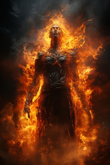 Free Photo fantasy style character on  fire