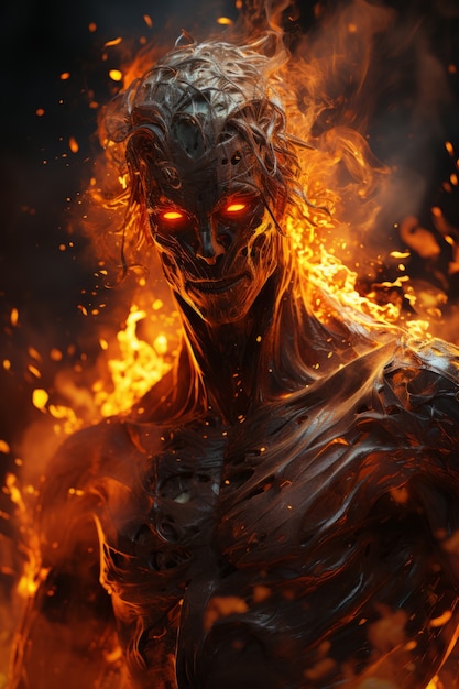 Free photo fantasy style character on  fire