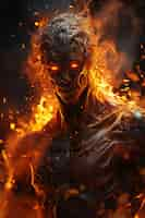 Free photo fantasy style character on  fire