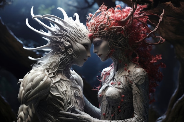 Free photo fantasy style characters being in love