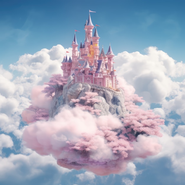 Free photo fantasy style clouds and castle