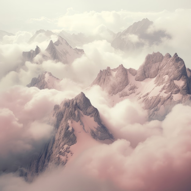 Fantasy style clouds and mountains