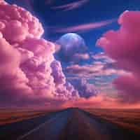 Free photo fantasy style clouds and road