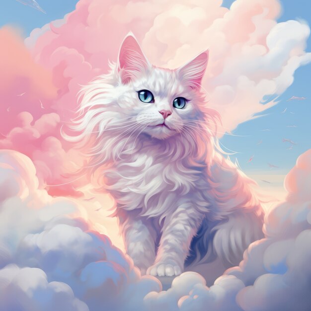 Fantasy style clouds with  cat