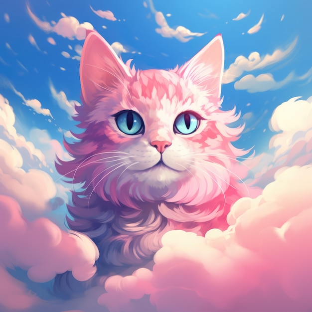 Free photo fantasy style clouds with  cat