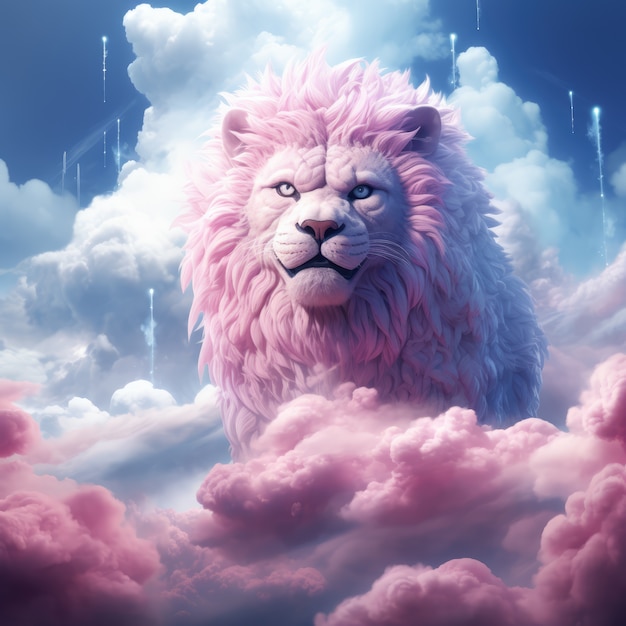 Free photo fantasy style clouds with  lion