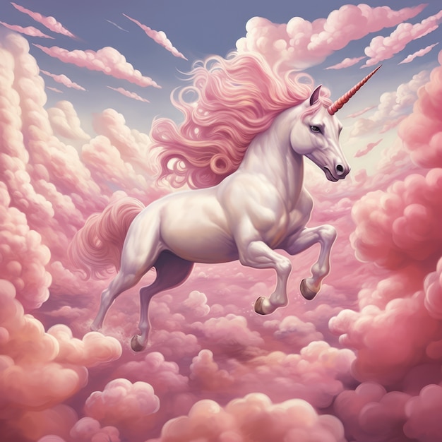 Free Photo fantasy style clouds with  unicorn