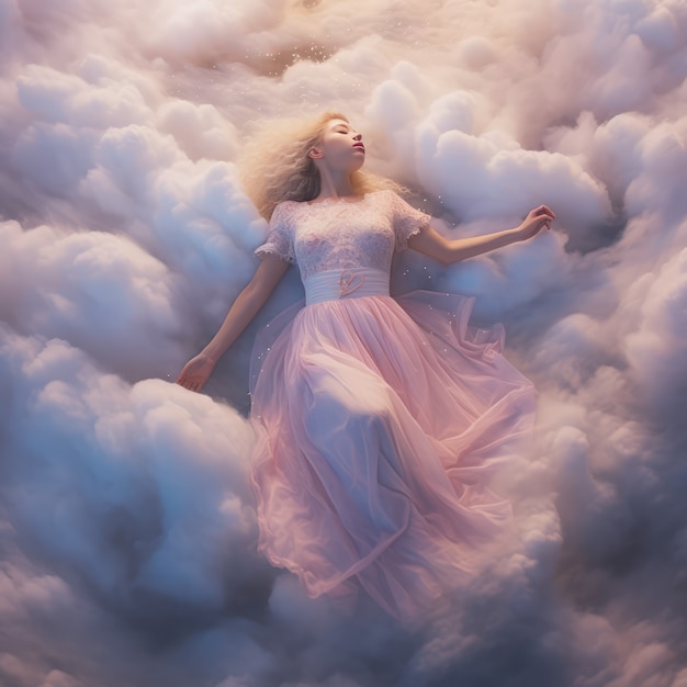 Fantasy style clouds and woman