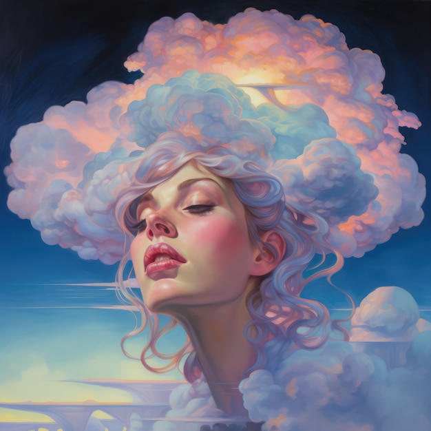 Fantasy style clouds and woman