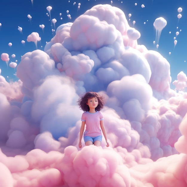 Free photo fantasy style clouds and woman