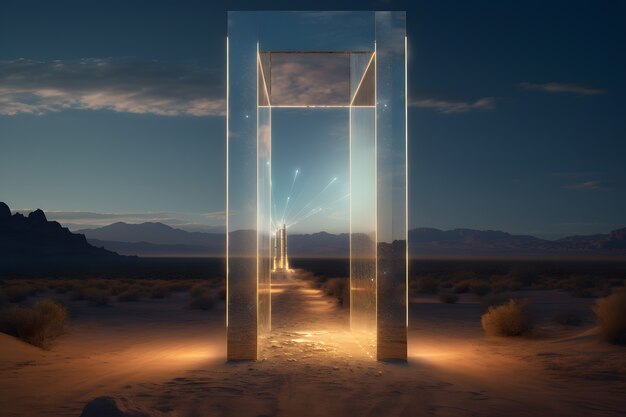 Fantasy style entryway or door with desert landscape