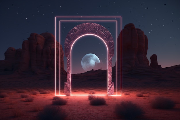 Fantasy style entryway or door with desert landscape