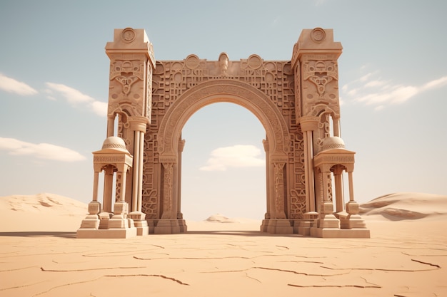 Fantasy style entryway or door with desert landscape