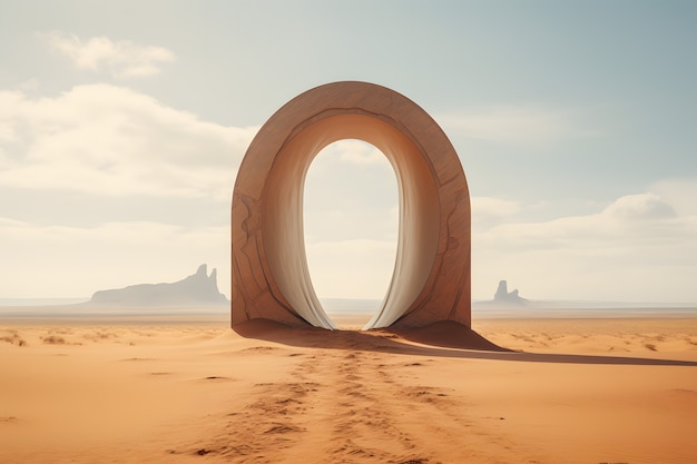 Free photo fantasy style gateway or portal with desert landscape