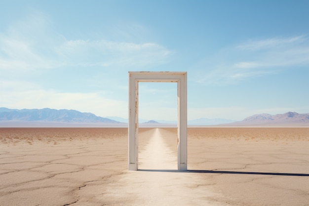 Free Photo fantasy style gateway or portal with desert landscape