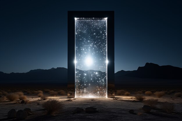 Free Photo fantasy style gateway or portal with desert landscape