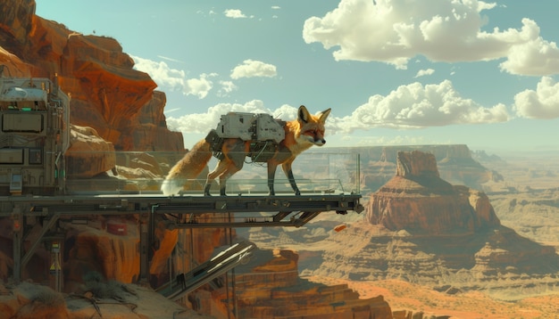 Free Photo fantasy style half fox  half-robot