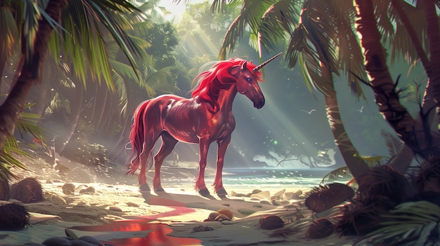 Free photo fantasy unicorn with digital art style