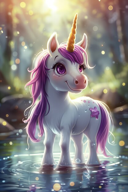 Free Photo fantasy unicorn with digital art style