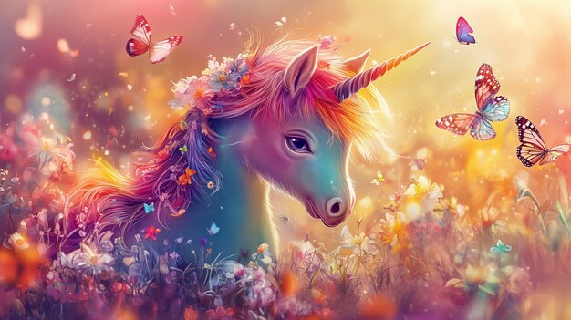 Fantasy unicorn with digital art style