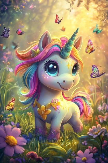 Free photo fantasy unicorn with digital art style