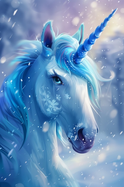 Free photo fantasy unicorn with digital art style