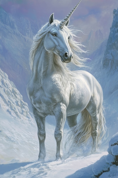 Free Photo fantasy unicorn with digital art style