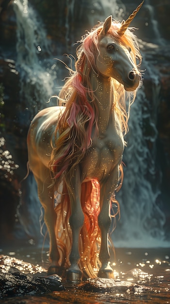 Free Photo fantasy unicorn with digital art style