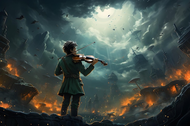 Free Photo fantasy violinist illustration