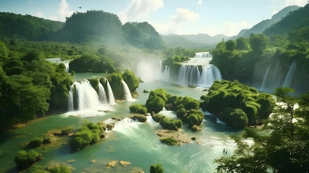 Free Photo fantasy waterfall landscape scenery