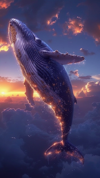 Fantasy whale in the sky