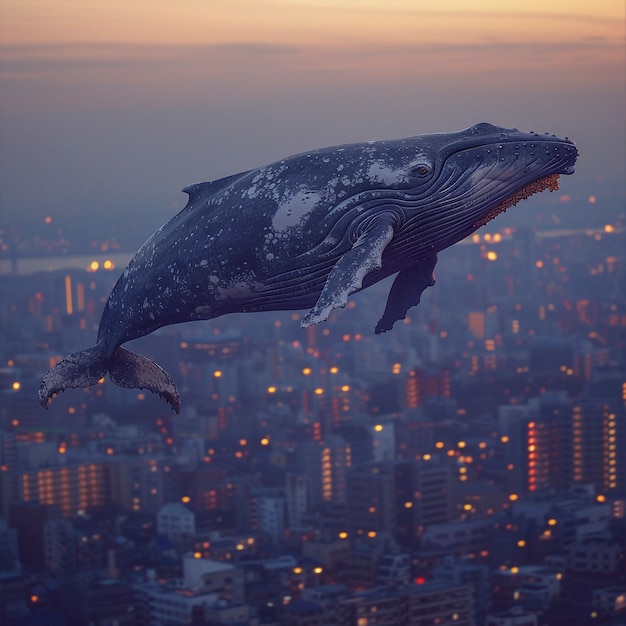 Free photo fantasy whale in the sky