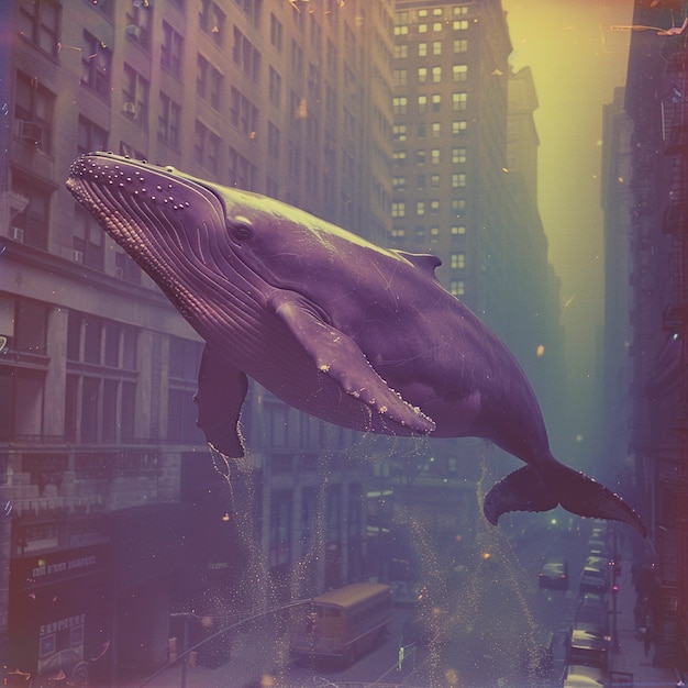 Free photo fantasy whale in the sky