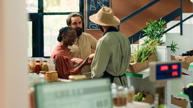 Farmer offers fresh veggies samples