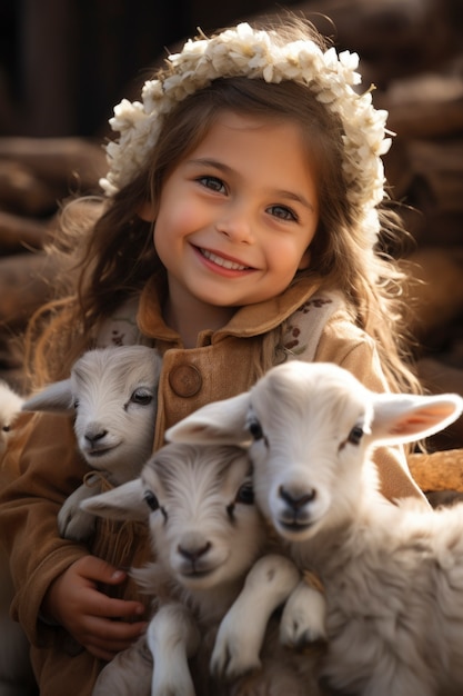 Free photo farmer taking care of goat farm