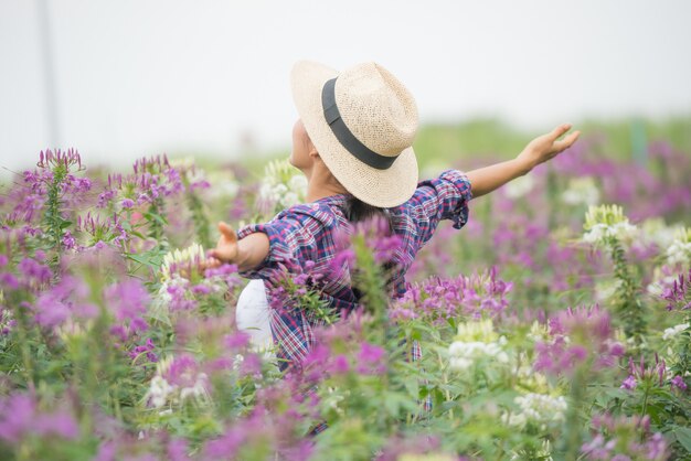 Farmers are happy on their own flower farm.