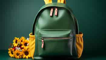 Free photo fashionable black backpack for a stylish summer adventure generated by artificial intelligence