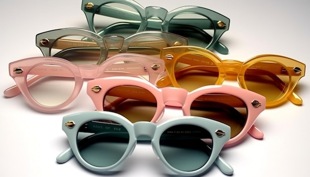 Fashionable eyewear collection in vibrant colors shines generated by AI