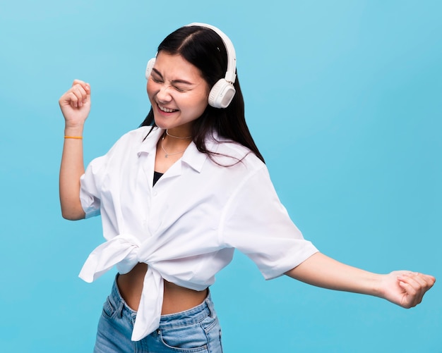 Fashionable woman posing in studio