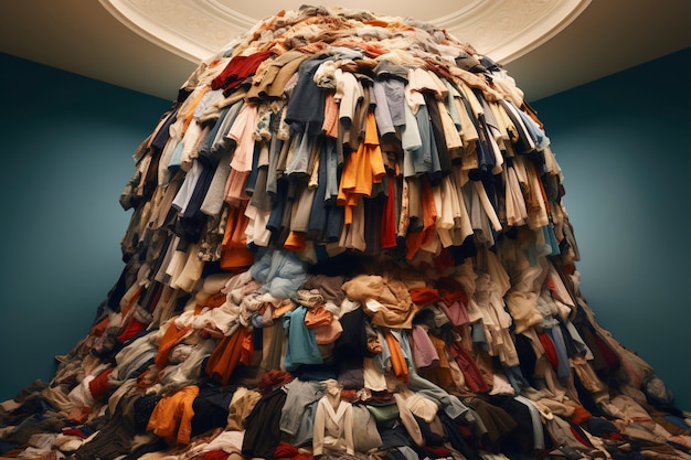 Free photo fast fashion concept with piles of clothes