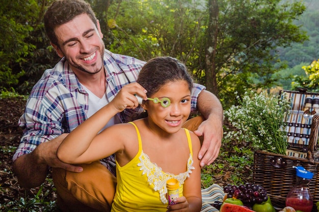 Father and daughter laughing together